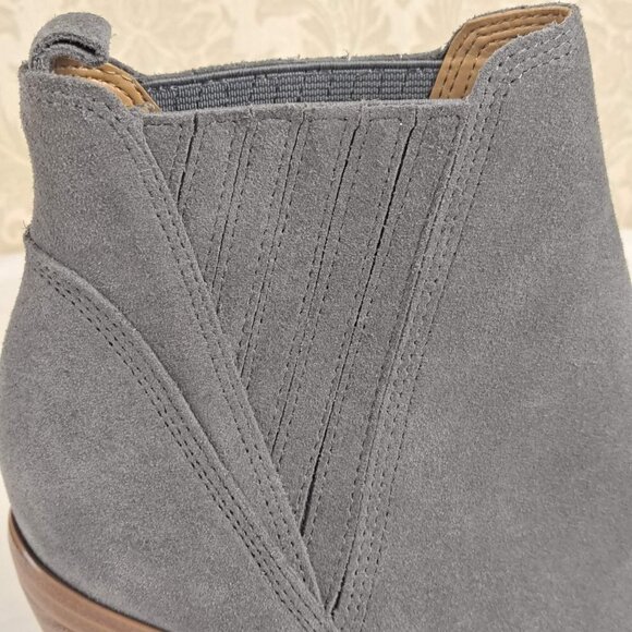 Marc Fisher Gadri 7M Gray Suede Booties Pointed Toe Chunky Heel Pull On NWOT - Picture 7 of 13